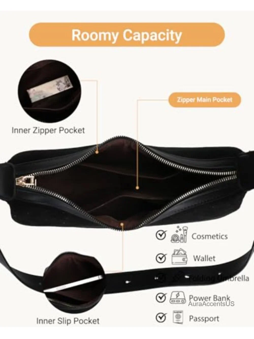 Women's Suede Leather Hobo Shoulder Crossbody Bag Adjustable Strap